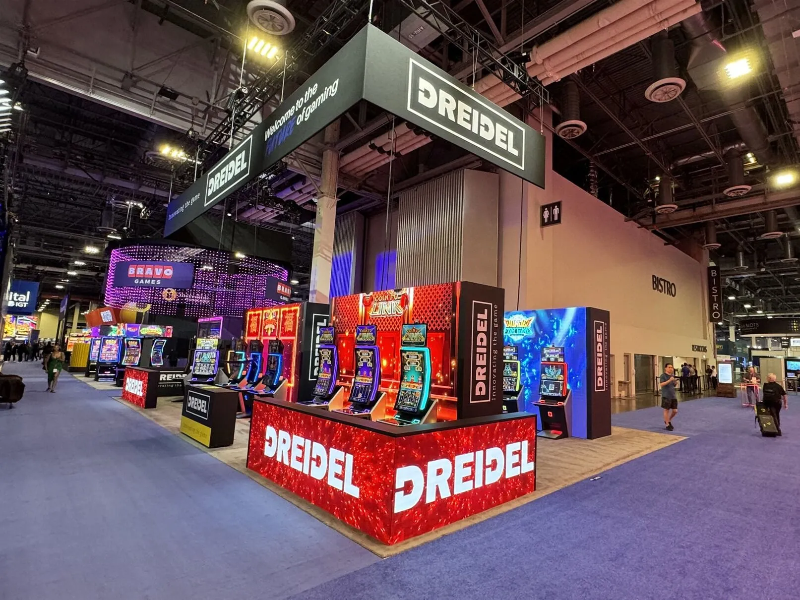 DREIDEL 50′ x 30′ G2E Las Vegas Custom LED Video Wall Booth