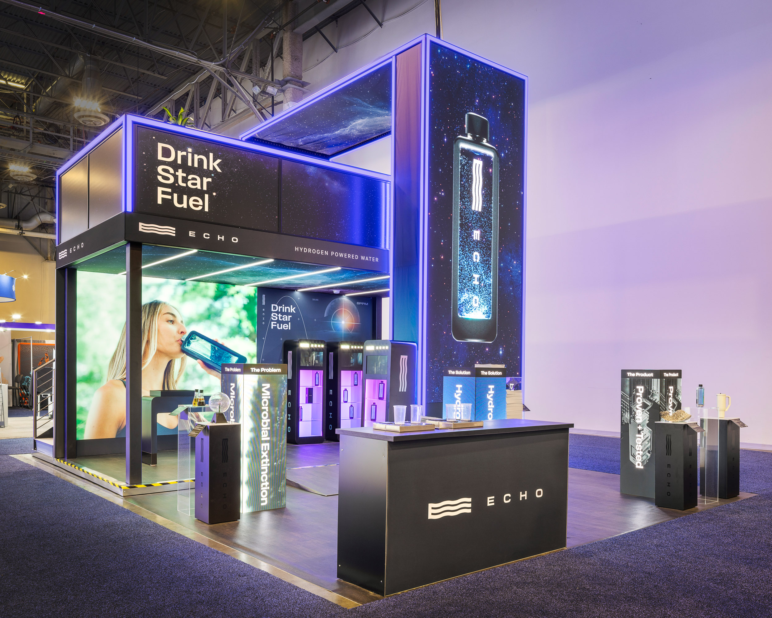 Double-deck trade show exhibit